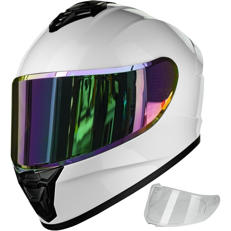 Motorcycle Helmets for Adult Men Women, Full Face Lightweight Street Bike Racing Helmet with Extra Clear Visor Model