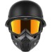 Motorcycle Half Helmets with Face Shield, German Style Motorcycle Helmet, Retro Half Shell Helmet for Moped Cruiser Scooter