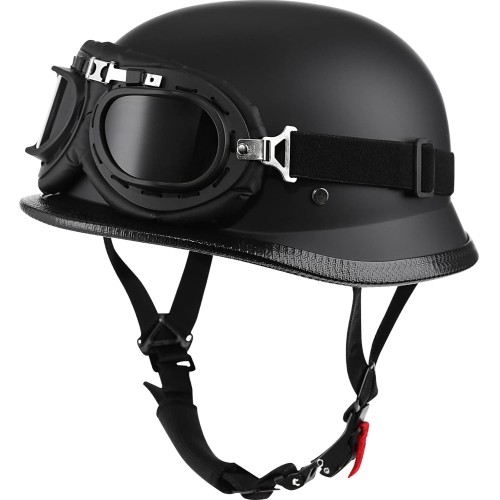 Helmet Half Shell German Motorcycle Helmet with Cycling Glasses
