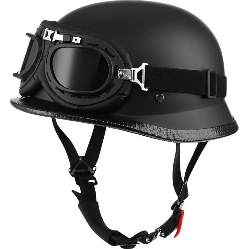 Helmet Half Shell German Motorcycle Helmet with Cycling Glasses
