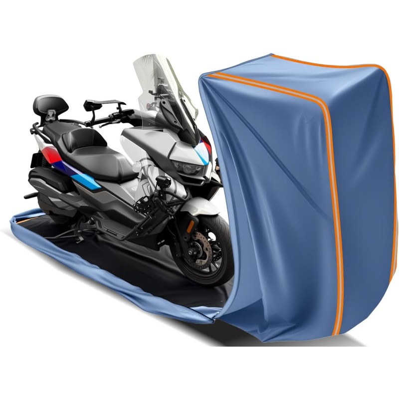Full Enclosed Motorcycle Cover Waterproof Storage Heavy Duty Fits Motorcycles Length up to 96" with Reflective Strips Full Enclosed Motorcycle Cover Waterproof Storage Heavy Duty Fits Motorcycles Length up to 96" with Reflective Strips
