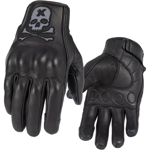 Goatskin Leather Motorcycle Motorbike Powersports Racing Gloves Reflective Skull Touchscreen for Men and Women Model