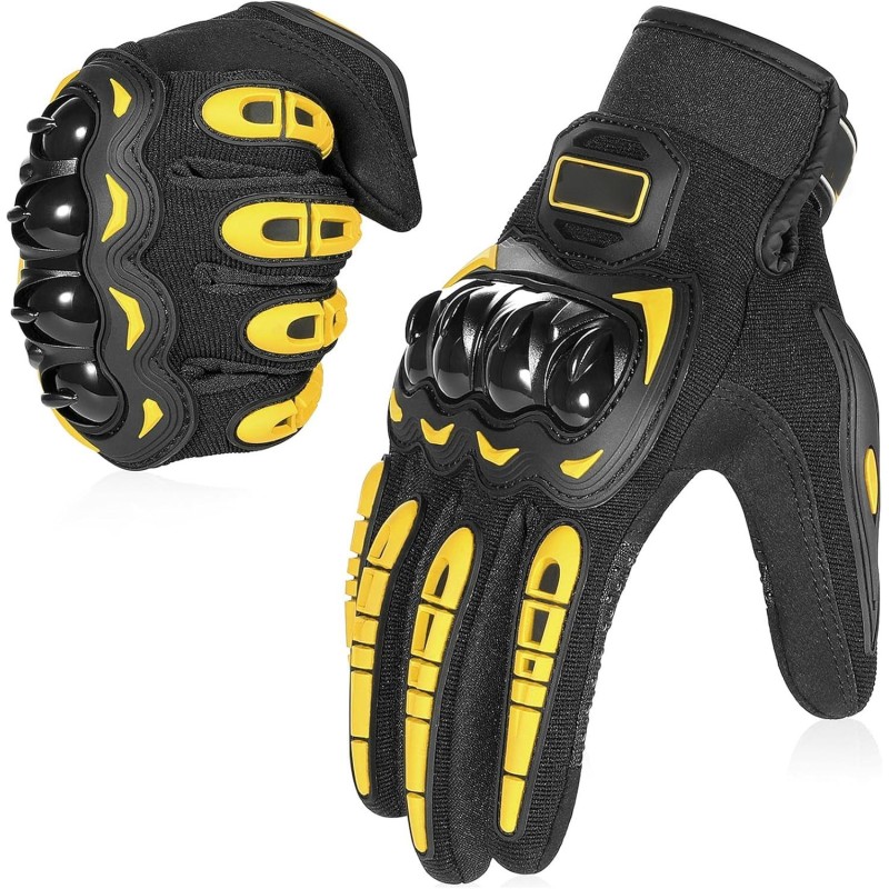 Motorcycle Gloves Breathable, Touchscreen Motorbike Gloves Anti-Slip with Good Grip Hard Knuckles Protection
