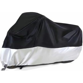 Motorcycle Covers, Outdoor Waterproof Motorbike Covers with Lock-Holes & Storage Bag, Fits up to 96.5" Motorcycles