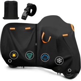 116" Motorcycle Cover Storage Waterproof Outdoor,Heavy Duty Durable Tearproof Anti-UV Polyester Fabric, Weatherproof