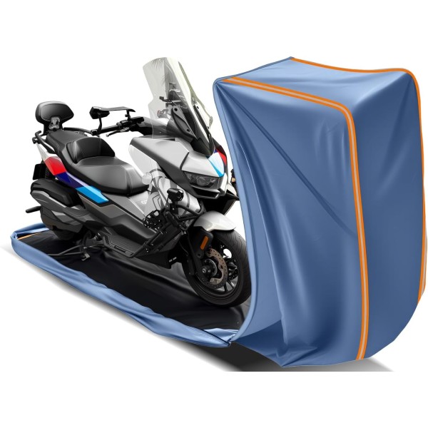 Full Enclosed Motorcycle Cover Waterproof Storage Heavy Duty Fits Motorcycles Length up to 96" with Reflective Strips